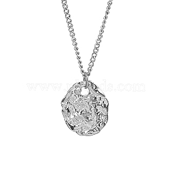 Non-Tarnish Stainless Steel Pendant Necklaces for Women, Twist Oval, Stainless Steel Color, 17.72 inch(45cm)(KT3056-2)