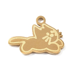 304 Stainless Steel Pendants, Cat Shape Charms, Hand Polished, Ion Plating(IP), Golden, 14x19x1.4mm, Hole: 2mm(SA-CBAE30B-05G)