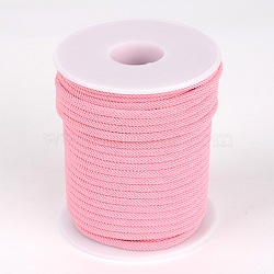 Round Polyester Cords, Pink, 3mm, about 21.87 yards(20m)/roll(OCOR-L031-08)