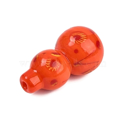 Handmade Lampwork Beads, Gourd, Orange Red, 39.5~40x21~22mm, Hole: 1.6~3mm(LAMP-Q005-08G)