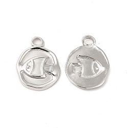 304 Stainless Steel Pendants, Fish Charms, Stainless Steel Color, 16.5x12.5x2mm, Hole: 2.5mm(STAS-L268-022P)