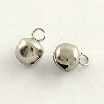 Stainless Steel Bell Pendants, Base Accessories for Necklace, Stainless Steel Color, 8x5x5mm, Hole: 2mm