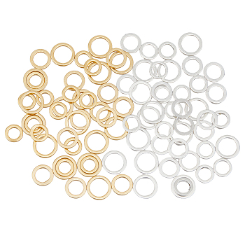 84Pcs 6 Style Brass Linking Rings, Long-Lasting Plated, Round Ring, Golden & Silver, 6~8x1mm, Inner Diameter: 4~6mm, 14pcs/style