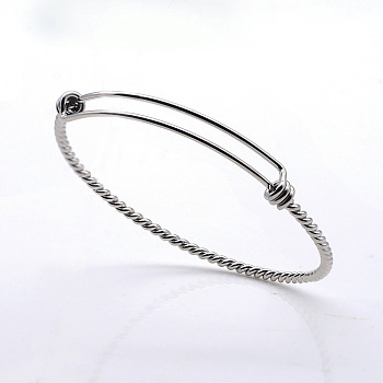 Adjustable 201 Stainless Steel Expandable Bangles, Stainless Steel Color, 2-1/2 inch(6.5cm)