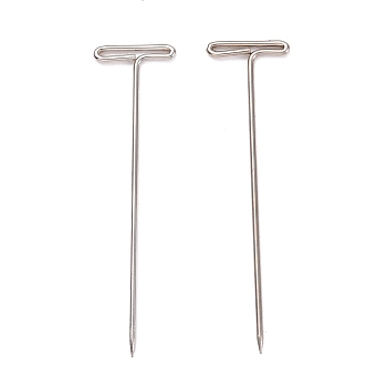 Nickel Plated Steel T Pins for Blocking Knitting, Modelling, Wig Making and Crafts, Stainless Steel Color, 53x13.5x1.5mm, Hole: 0.5x11.5mm, 200pcs/box