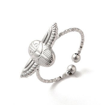 Non-Tarnish 304 Stainless Steel Owl Open Cuff Rings for Women, Stainless Steel Color, US Size 8(18.1mm)