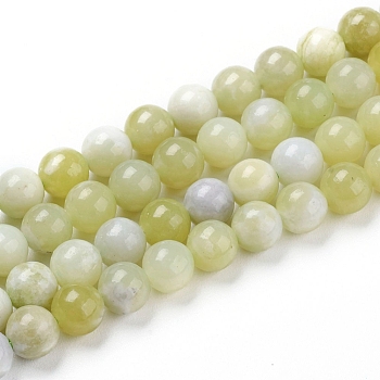 Natural Green Jade Beads Strands, Round, 8mm, Hole: 1mm, about 50pcs/strand, 14.96 inch(38cm)