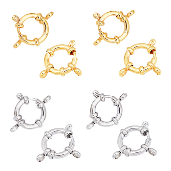 304 Stainless Steel Spring Ring Clasps, Golden & Stainless Steel Color, 23x14x4mm, Hole: 2.5mm, 5pcs/color, 2 colors, 10pcs/box