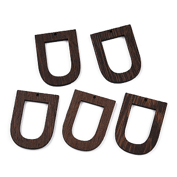 Natural Wenge Wood Pendants, Undyed, Hollow Arch Charms, Coconut Brown, 48x35x3.5mm, Hole: 2mm