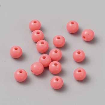 Opaque Acrylic Beads, Round, Light Coral, 5.5~6mm, Hole: 1.5mm, 200pcs/set