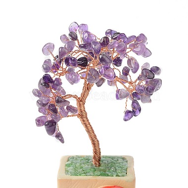 Árbol del dinero del corazón decoraciones de exhibición de bonsái de amatista natural(DJEW-G027-16RG-01)-4