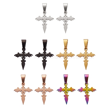 Mixed Color Cross 304 Stainless Steel Pendants