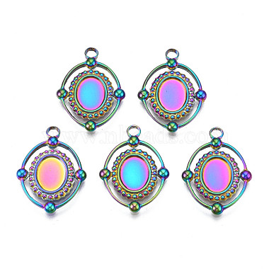 Multi-color Oval 304 Stainless Steel Pendants
