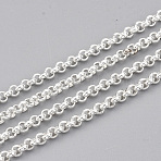 304 Stainless Steel Rolo Chains, Belcher Chain, Unwelded, with Spool, Silver Color Plated, 2.5x1mm, about 32.8 Feet(10m)/roll(CHS-T002-04B)