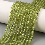 Natural Peridot Beads Strands, Faceted Cube, Grade A, 4x4x4mm, Hole: 0.7mm, about 95~97pcs/strand, 14.96''~15.31''(38~38.7cm)(G-K376-D03-4x4mm)