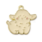 Golden Plated Alloy Enamel Pendants, Animal Charms, Sheep, 23x22x2mm, Hole: 1.6mm(ENAM-L049-01G-08)