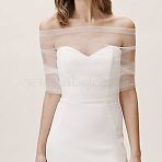 Polyester One-shoulder Shawl for Bride, White, 1180x810x0.1mm(AJEW-WH0816-285)