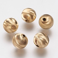 Brass Corrugated Beads, Round, Raw(Unplated), 10mm, Hole: 2mm(KK-F736-04C)