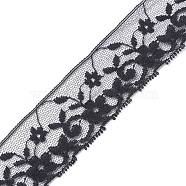 Nylon Lace Trim, for Jewelry Making, Flower Pattern, Black, 1-1/8 inch(30mm), about 5.47 Yards(5m)/Bag(OCOR-XCP0001-51)