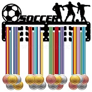 Sports Theme Iron Medal Hanger Holder Display Wall Rack, 3-Line, with Screws, Javelin, Football, 130x290mm, Hole: 5mm(ODIS-WH0055-195)