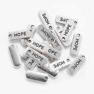 Tibetan Style Alloy Rectangle Pendants, Inspirational Message Pendants, with Word Hope, Cadmium Free & Lead Free, Antique Silver, 8x21x2mm, Hole: 2mm, about 545pcs/1000g(TIBEP-Q043-054-RS)