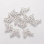 201 Stainless Steel Pendants, Butterfly, Stainless Steel Color, 11x13x1mm, Hole: 1.5mm(STAS-S105-T196)