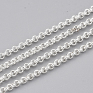 304 Stainless Steel Rolo Chains, Belcher Chain, Unwelded, with Spool, Silver Color Plated, 2.5x1mm, about 32.8 Feet(10m)/roll(CHS-T002-04B)