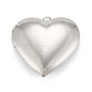 Non-Tarnish 316 Surgical Stainless Steel Locket Pendants, Heart, Photo Frame Pendants, Stainless Steel Color, 29x29x7mm, Hole: 2mm(STAS-C026-09P)