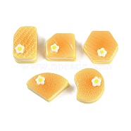 Resin Cabochons, Sandwich Biscuit with Flower, Sandy Brown, 13.5~18x14.5~24x10.5~11.5mm(RESI-H166-12)