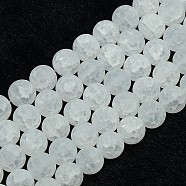 Synthetic Frosted Crackle Quartz Round Beads Strands, Dyed, Clear, 8mm, Hole: 1mm, about 50pcs/strand, 16 inch(G-L155-8mm-06)