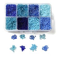 12/0 Glass Seed Beads, Ceylon Round  Loose Spacer Beads, 2mm, Blue, 2mm, Hole: 1mm, about 12500pcs/box(SEED-X0050-2mm-04)