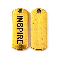 Tibetan Style Alloy Rectangle Pendants, Inspirational Message Pendants, with Word Inspire, Cadmium Free & Lead Free, Antique Golden, 8x21x2mm, Hole: 2mm, about 532pcs/1000g(TIBEP-Q043-055AG-RS)