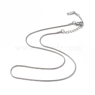 304 Stainless Steel Round Snake Chain Necklace for Men Women, Stainless Steel Color, 15.83 inch(40.2cm)(NJEW-K245-016B)