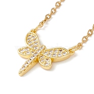 Clear Cubic Zirconia Dragonfly Pendant Necklace, 304 Stainless Steel Jewelry for Women, Golden, 17.72 inch(45cm)(NJEW-O125-34G)