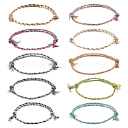 Pandahall 50Pcs 10 Colors Cotton Braided Cord Bracelets Set, Adjustable Bracelets for Women, Mixed Color, Inner Diameter: 1-5/8~3-1/2 inch(4~9cm), 5Pcs/color(BJEW-TA0001-07)