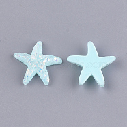 Resin Cabochons, with Shell Chip, Starfish/Sea Stars, Light Cyan, 24x25.5x5mm(CRES-T010-03D)