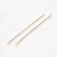 Brass Chain Links connectors, Real 18K Gold Plated, 55x1x1mm, Hole: 1.6mm(X-KK-T044-03A-G)