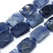 Natural Sodalite Beads Strands, Faceted, Rectangle, 23.5~24.5x17.5~18x7.5~9mm, Hole: 1.5mm, about 15pcs/strand, 15.6~16.8 inch(39.8~42.7cm)(G-F655-06)