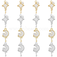 DICOSMETIC 16Pcs 4 Style Alloy Micro Pave Cubic Zirconia Pendants, with Resin Cabochons, Moon & Star, Platinum & Golden, 21~22x9.5~13x5mm, Hole: 1.5~1.6mm, 4pcs/style (FIND-DC0002-69)
