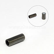 304 Stainless Steel Magnetic Clasps with Glue-in Ends, Column, Gunmetal, 16x6mm, Hole: 4mm(STAS-K006-07D)