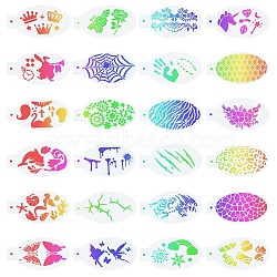 Plastic Face Paint Stencils, Body Facial Painting Tattoo Painting Templates for School Home Party, Mixed Patterns, 7.5x14x0.01cm, 24Pcs/set(DIY-WH0304-582C)