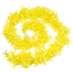 Turkey Feather Fluff Boa for Dancing, Wedding, Crafting Party Dress Up, Halloween Costume Decoration, Yellow, 180x5mm, about 2m/strand(DIY-WH0568-10B)