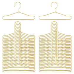 50Pcs Mini Iron Clothing Hanger, Dollhouse Accessories, Golden, 3.5x6.5x0.1cm(AJEW-FH0004-38A-G)