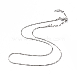 Non-Tarnish 304 Stainless Steel Round Snake Chain Necklace for Men Women, Stainless Steel Color, 15.83 inch(40.2cm)(NJEW-K245-016B)