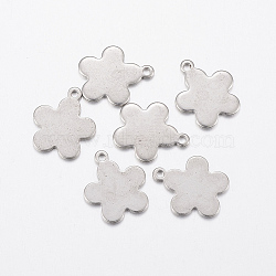 304 Stainless Steel Charms, Flower, Stainless Steel Color, 14x12x1mm, Hole: 1mm(STAS-L200-46P)