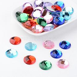 Imitation Taiwan Acrylic Rhinestone Flat Back Cabochons, Faceted, Half Round/Dome, Mixed Color, 16x5mm, 500pcs/bag(GACR-D002-16mm-M)