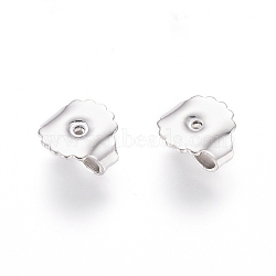 Tarnish Resistant 201 Stainless Steel Friction Ear Nuts, Stainless Steel Color, 8.5x9x4.5mm, Hole: 1mm(STAS-I123-21P)