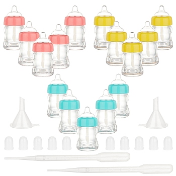 Gorgecraft Plastic Empty Lip Glaze Containers, Refillable Lip Gloss Bottles, with Cap, Brush, Funnel Hopper, Dropper, Feeding Bottle Shape, Mixed Color, 5.5x2.7cm, Capacity: 7ml