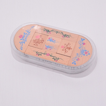 Wooden Stamps, with Rubber, Mixed Shape, Flower Pattern, 16~32x26~65x26mm, 8pcs/box