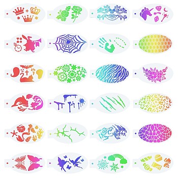 Plastic Face Paint Stencils, Body Facial Painting Tattoo Painting Templates for School Home Party, Mixed Patterns, 7.5x14x0.01cm, 24Pcs/set